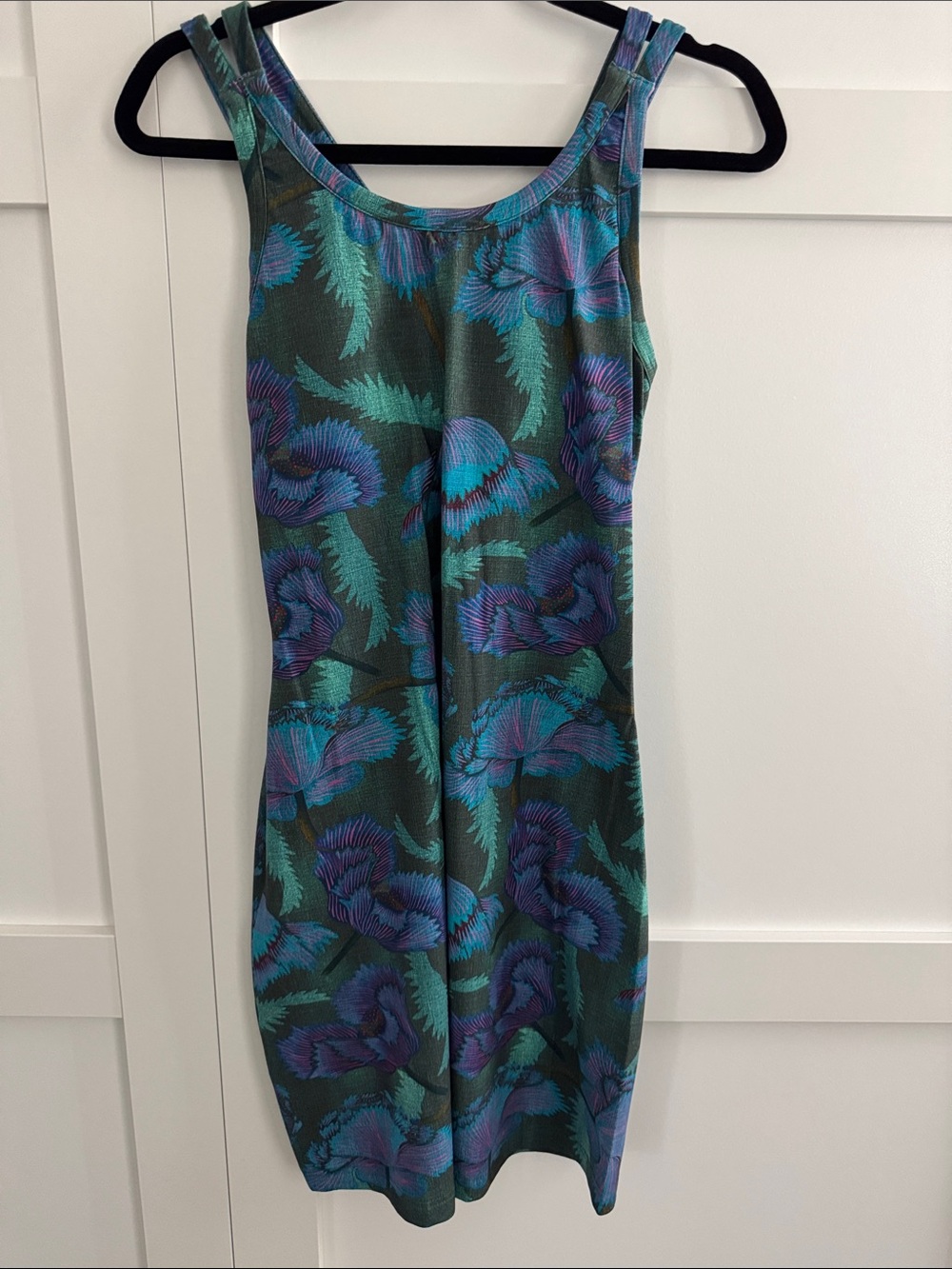 Title nine Teal and Purple Floral Midi Sheath Dress